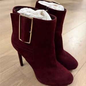 Christian Dior Burgundy Suede Ankle Boots